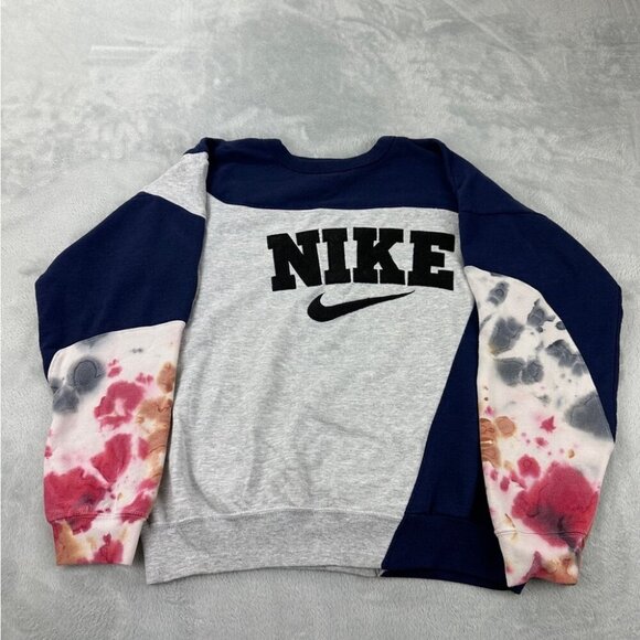 Nike Rework Crewneck - Navy Blue/Grey Tie-Dye - Size L (Fits Smaller) - Picture 9 of 12